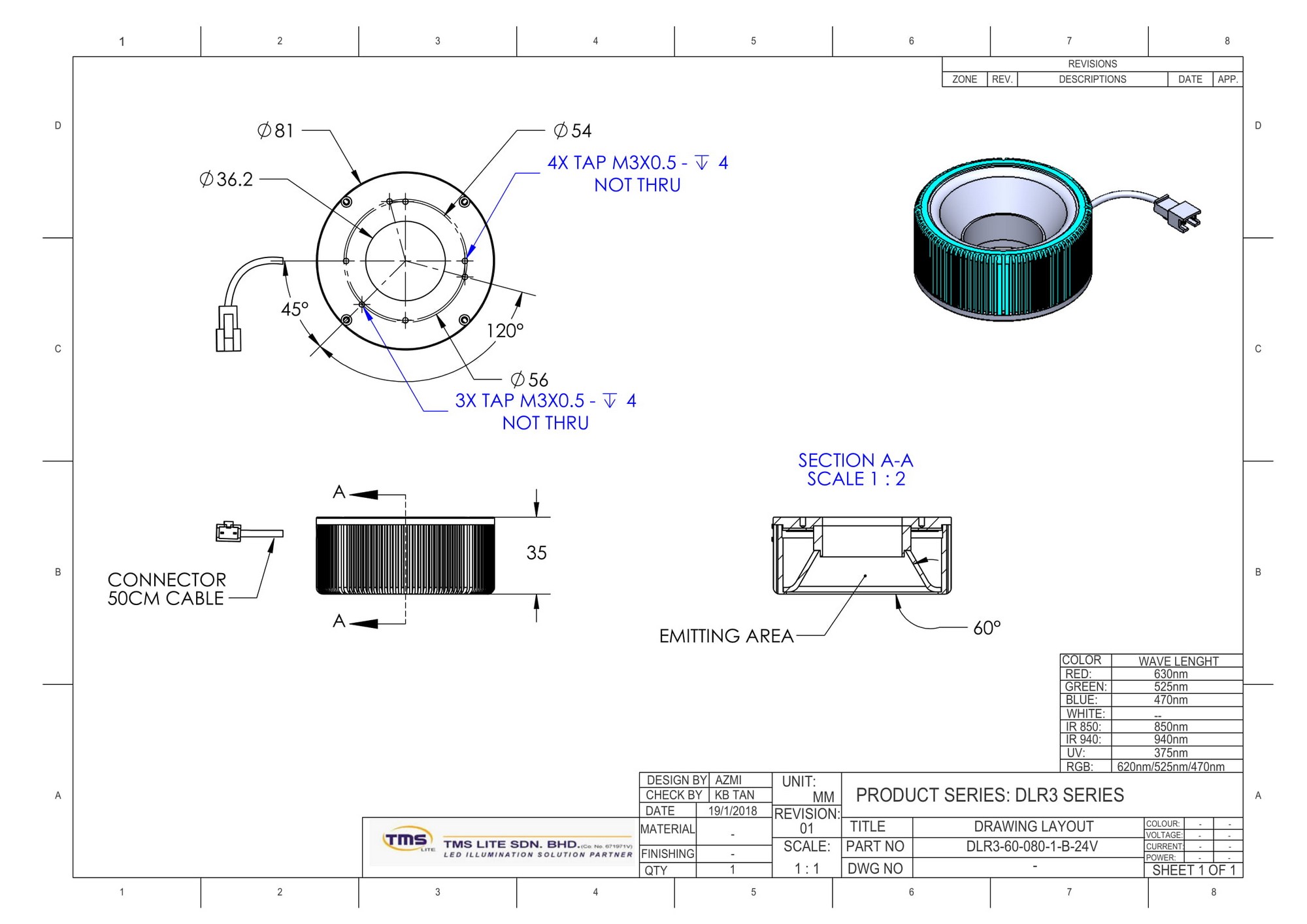 DLR3-60-080-1-W-24V Drawing