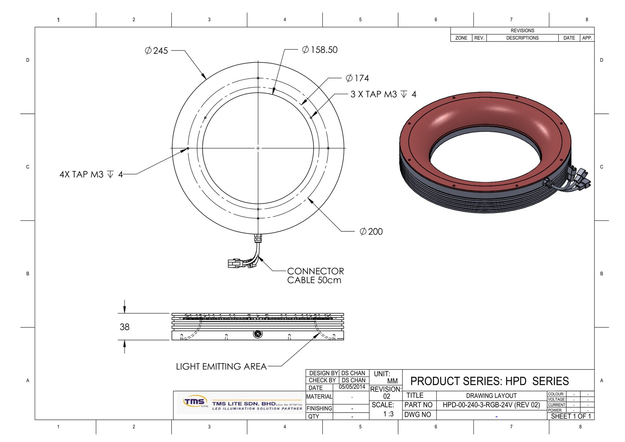 specifications HPD-00-070-1-RGBW