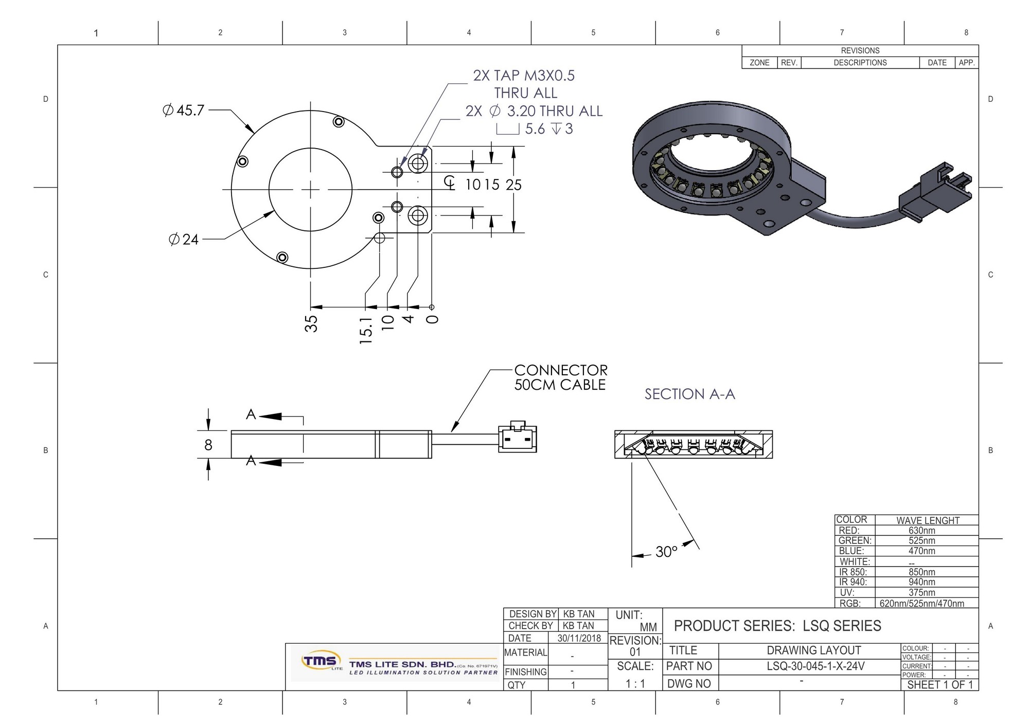 schematische tekening van LSQ-30-045-1-B