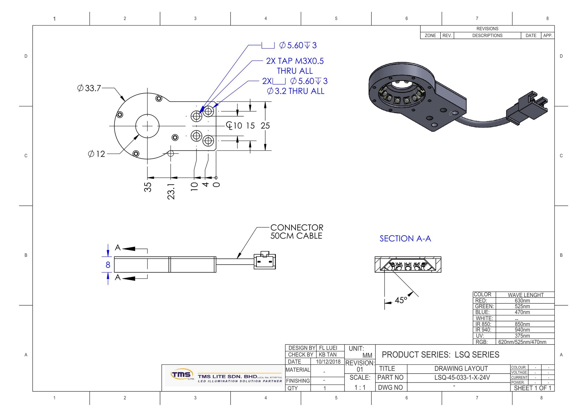 tekening van LSQ-45-033-1-G